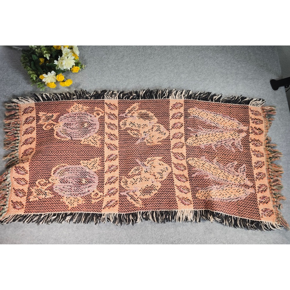 Vintage Fall Harvest Thanksgiving Tapestry Table Runner Autumn Pumpkin 38x20 - Picture 7 of 7